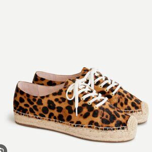 J. Crew Leopard Print Calf Hair Espadrille Sneakers - 8.5